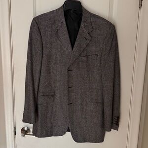 Canali Black and Gray  Wool Cashmere Plaid Blazer